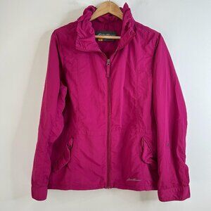 Eddie‎ Bauer Jacket Womens Large Pink Travex Lightweight Full Zip Windbreaker